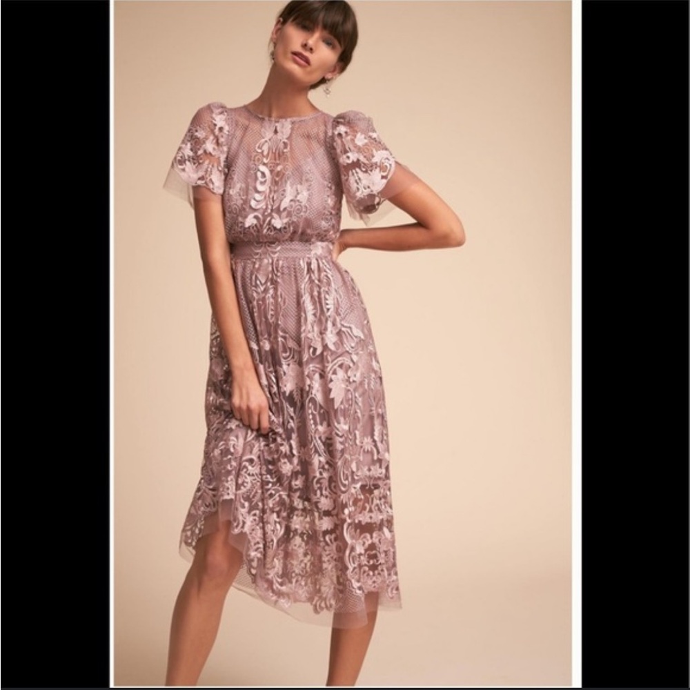 BHLDN Vivica Lace Midi Dress in Lavender - Picture 2 of 8
